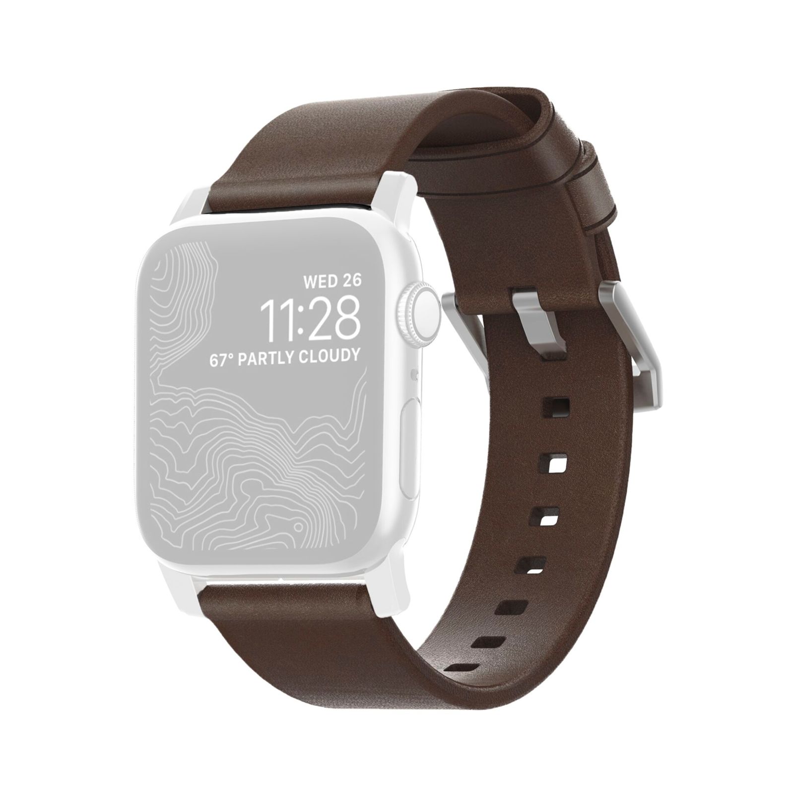Nomad Strap Modern Leather Brown Connector Silver 38/40/41 mm