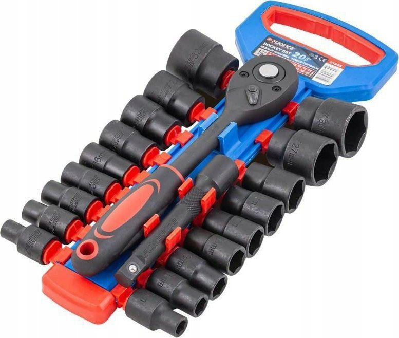 Forsage Socket set 1/2 20 ks. (s ráčnou a prodlužovacím nástavcem) (8–32 mm)