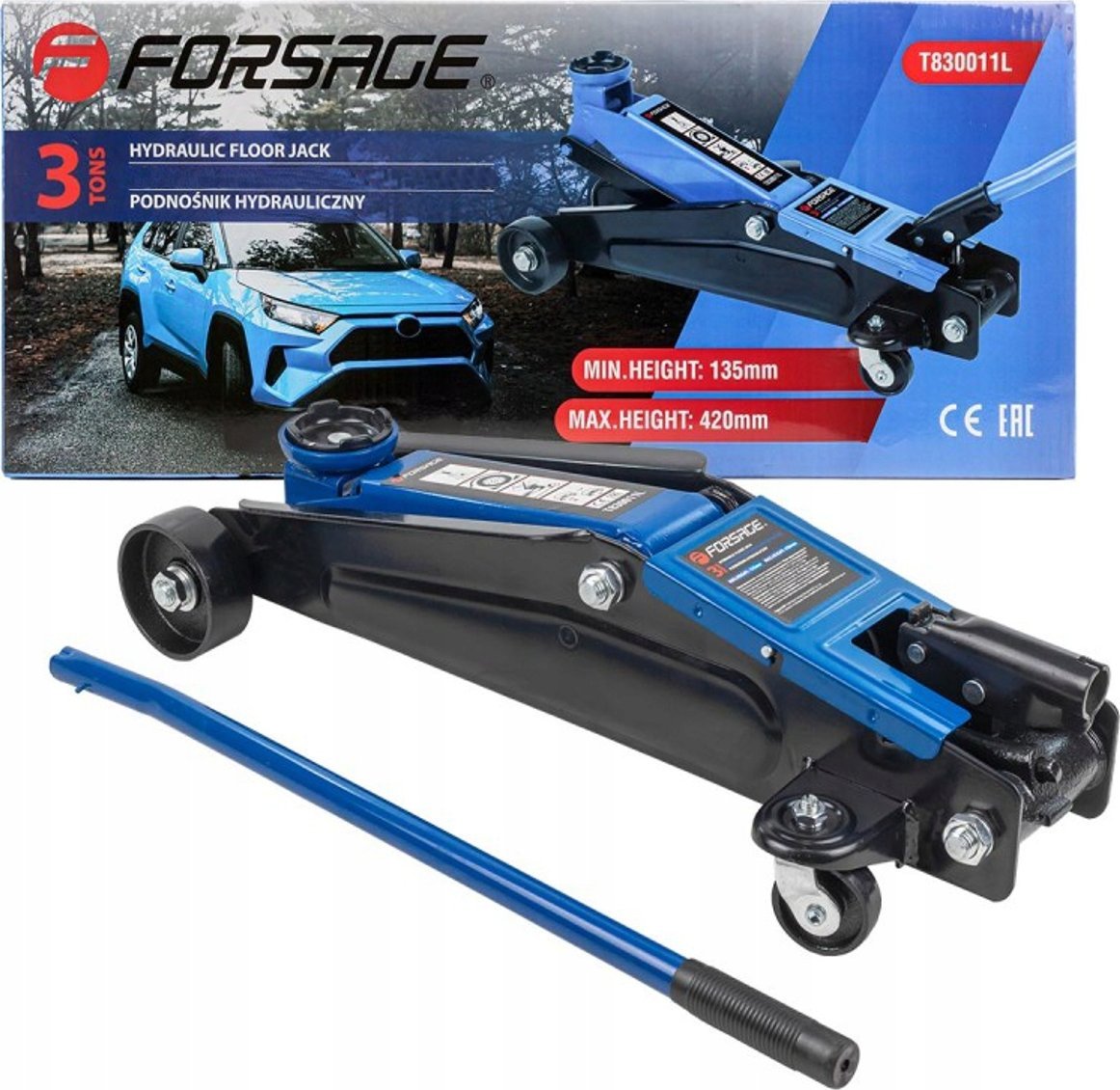 Forsage Hydraulický dielenský zdvihák 3t (h min 135mm, h max 420mm)