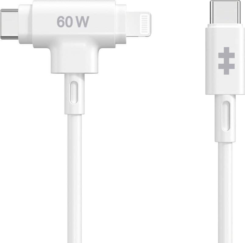 HyperJuice - Kabel Lightning - 24 pin USB-C s piny (male) do 24 pin USB-C, Lightning s piny (male) - 1.5 m - bílá
