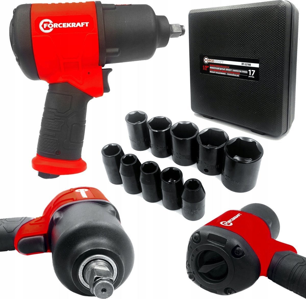 Rázový utahovák Forcekraft Vzduchový rázový utahovák TWIN HAMMER 720Nm 1/2