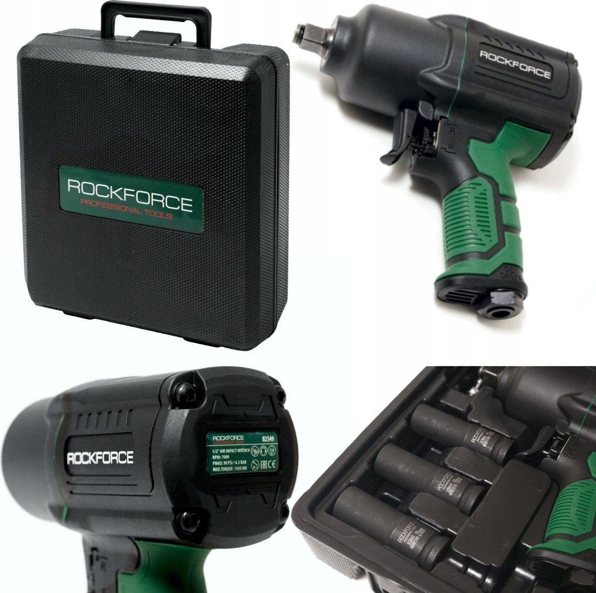Rockforce Pneumatický rázový utahovák 1450 Nm 1/2  s dvojitým kladivem