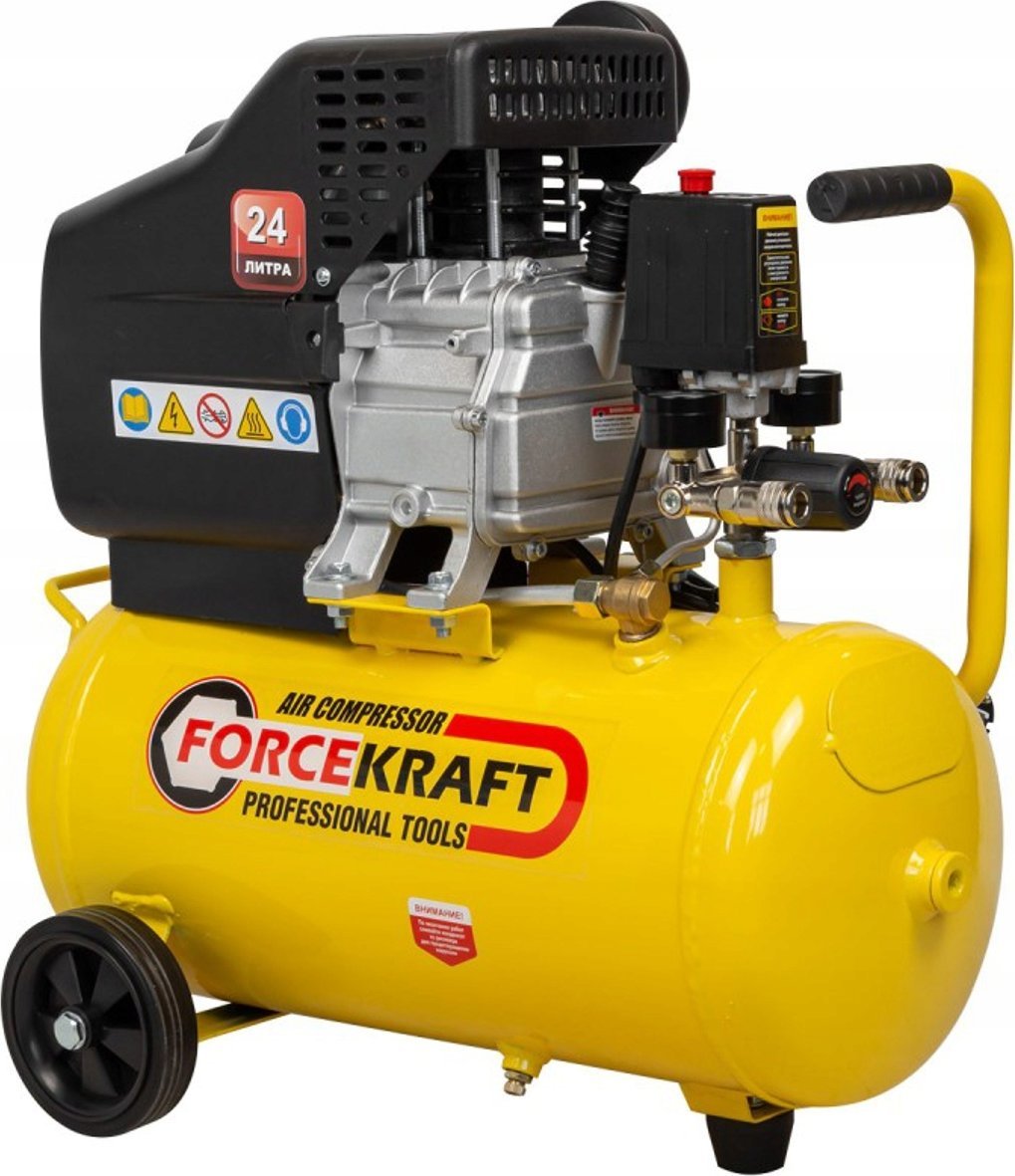 Forcekraft Kompresor Pístový kompresor s přímým pohonem (1,5 kW, 24l nádrž, 8 barů, 180 l/min, 230 V)