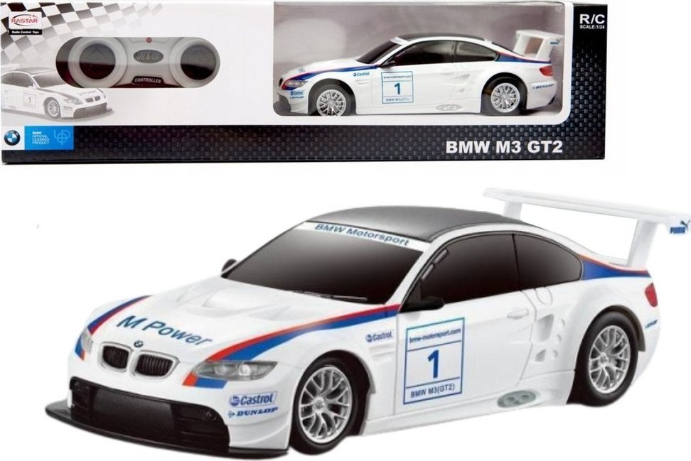Rastar RC sportovní auto 1:24 na dálkové ovládání BMW M3 GT2 bílé barvy