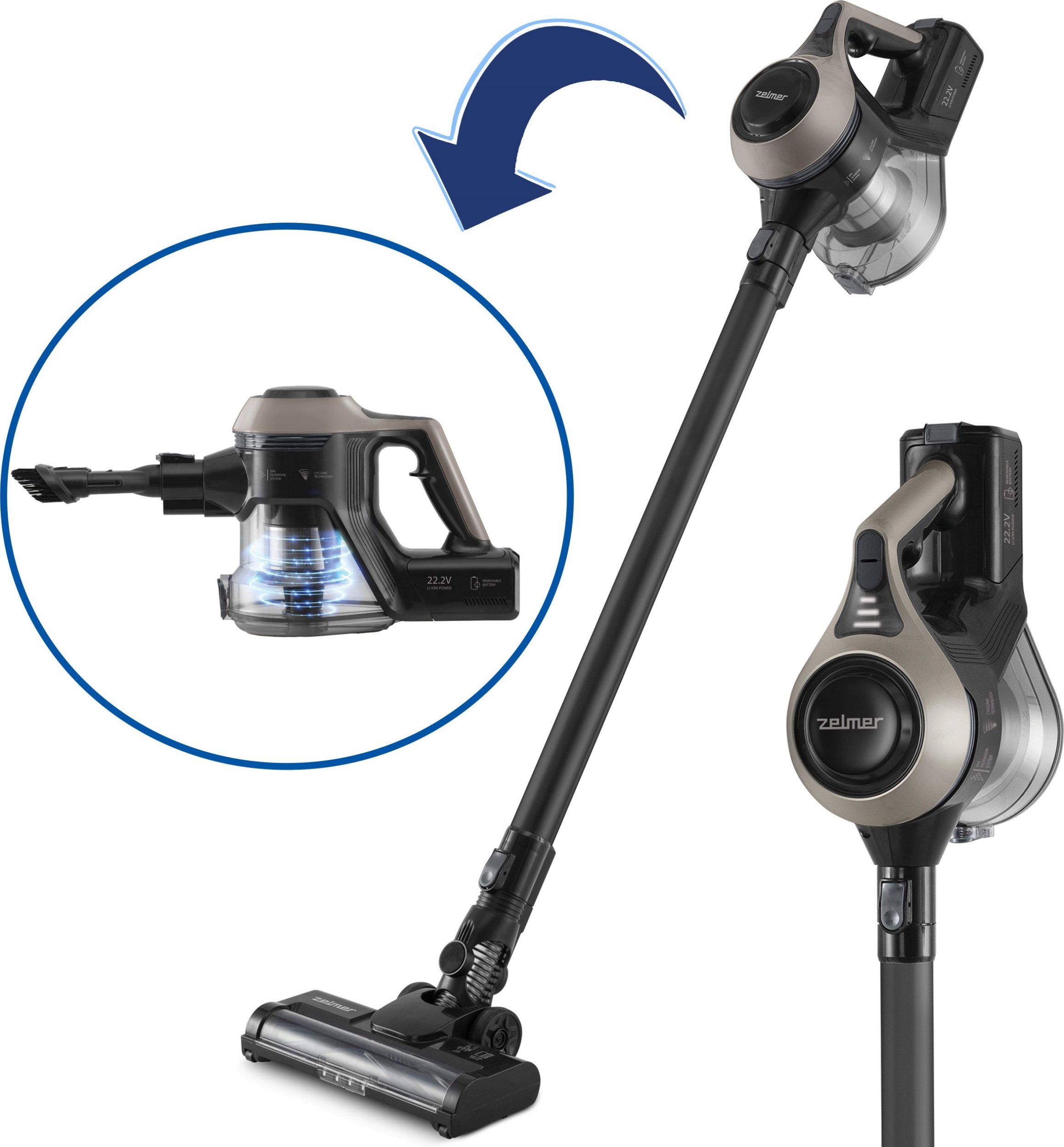 Zelmer ZSVC510D Piotr Akumulátorový vysavač černý, pískový