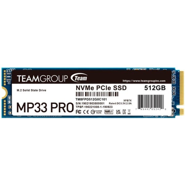TEAMGROUP MP33 Pro 512GB PCIe Gen3 x4 NVMe M.2 SSD 2100/1700 MB/s