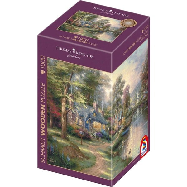 Dřevěné puzzle Schmidt Spiele Thomas Kinkade Studios: Vesnice u jezera