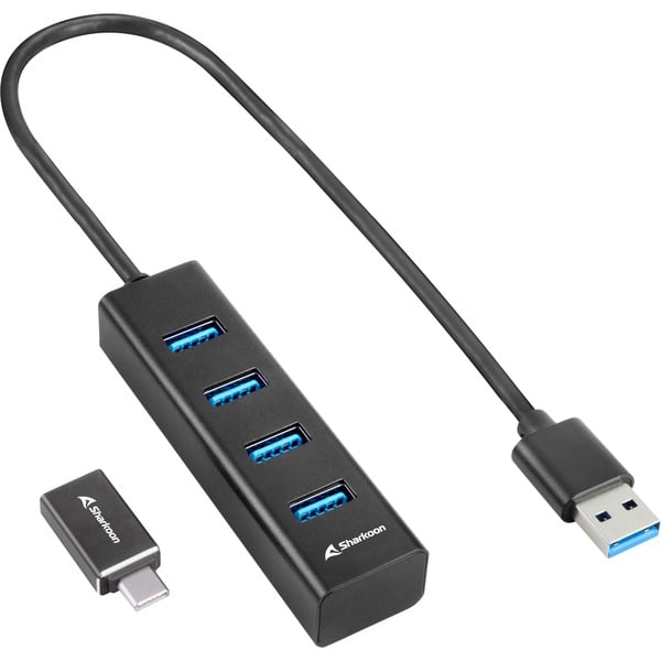 Sharkoon 4-Port USB 3.2 Gen 1 Aluminium Hub, USB-Hub 4044951037582