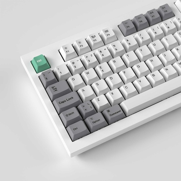 Keychron Cherry-Profile Dye-Sub PBT Full Keycap Set – šedá White Mint, klíčenka