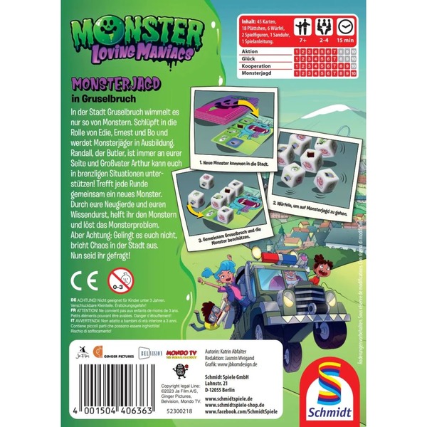 Schmidt Spiele Monster Loving Maniacs: Lov monster v Gruselbruchu, desková hra