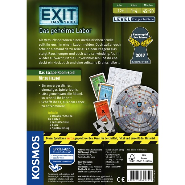 EXIT - Das Spiel - Das geheime Labor, Partyspiel
