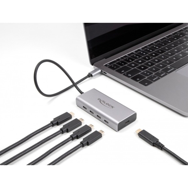 DeLock USB 10 Gbps USB Type-C Hub se 4 x USB Type-C + 1 x USB Type-C PD 85 Watt, USB hub