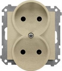 Kontakt-Simon Zásuvka Kontakt-Simon 55 TG2MCZ.01/144 dvojitá bez uzemnění s krytkami, modul 16 A, 250V~, rychlospojky, šampaňsky matná