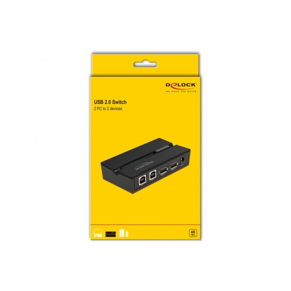Delock USB 2.0 Switch f. 2 PC an 2Geräte, USB-Umschalter