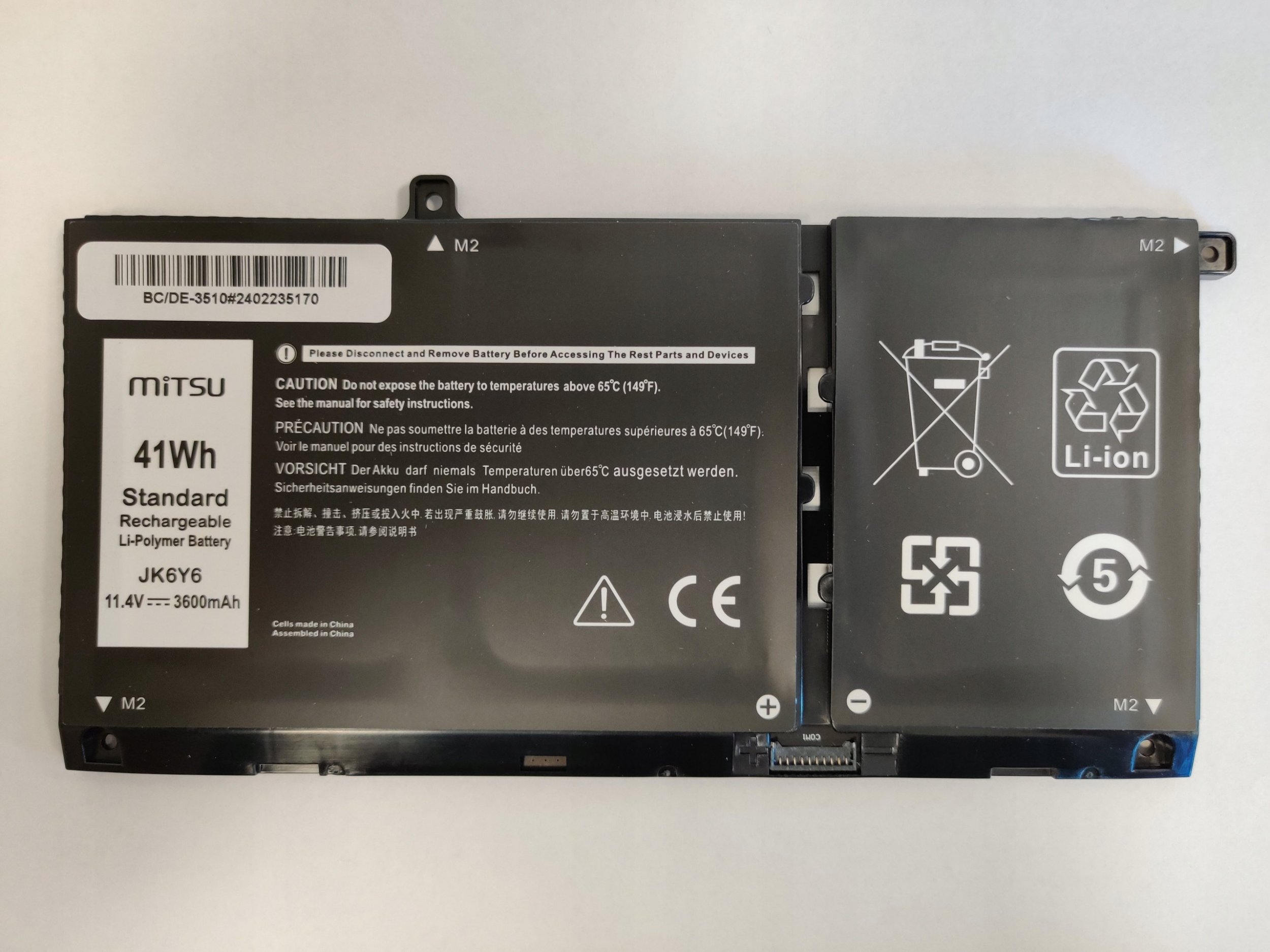 Mitsu Baterie JK6Y6 pro Dell Latitude 3410 3510 Inspiron 5401 5402 5501 5502 5505 3600mAh (41Wh) 11,4V