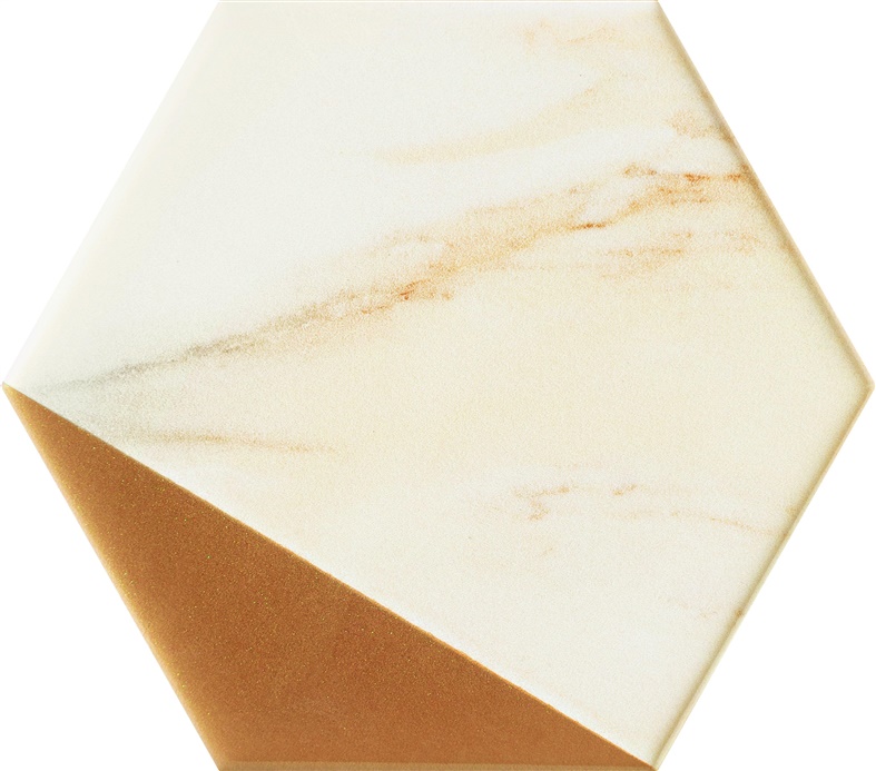 Keramický obklad Flare Gold Hex, 12,5 x 11 cm