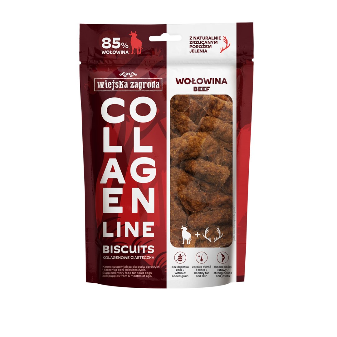WIEJSKA ZAGRODA Collagen Line Collagen cookies Beef - pamlsek pro psa - 90g