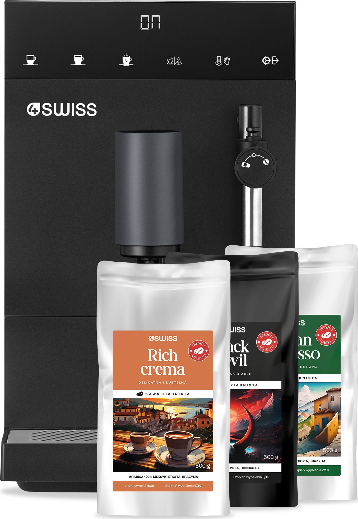 4Swiss 4Swiss A22 Modena kávovar + 3x 500g kávová sada