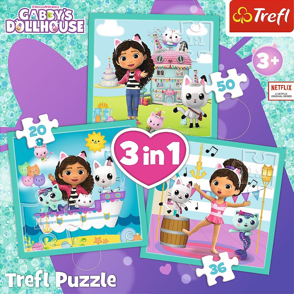 Trefl Gabbyin domeček pro panenky 3v1 puzzle s aktivitami