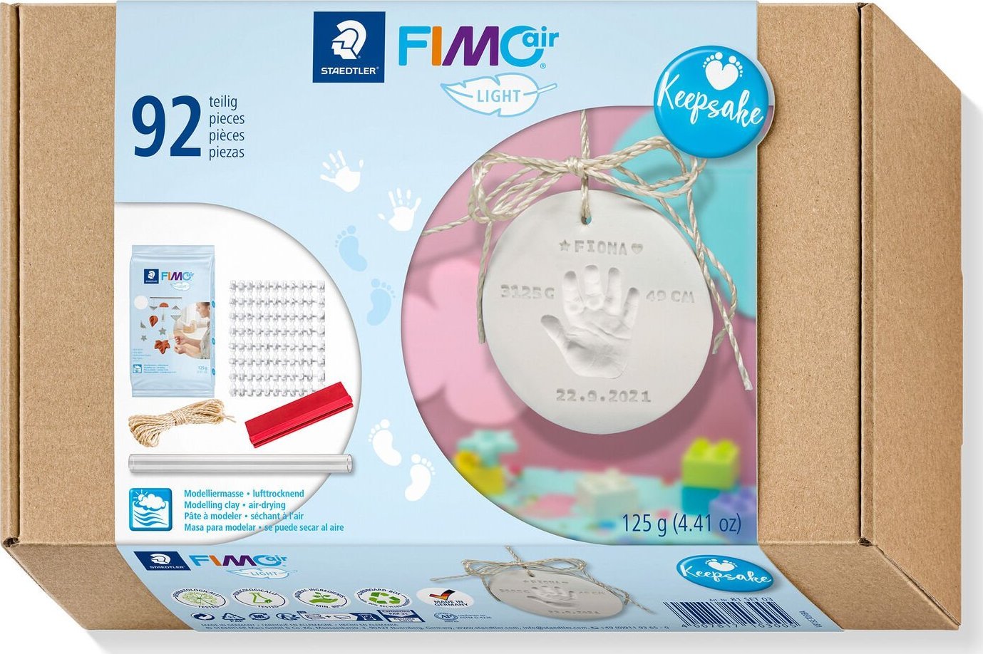 Staedtler FIMOair Keepsake, Modelovací hlína, Bílá, Pro dospělé, 92 ks, 125 g, Krabička