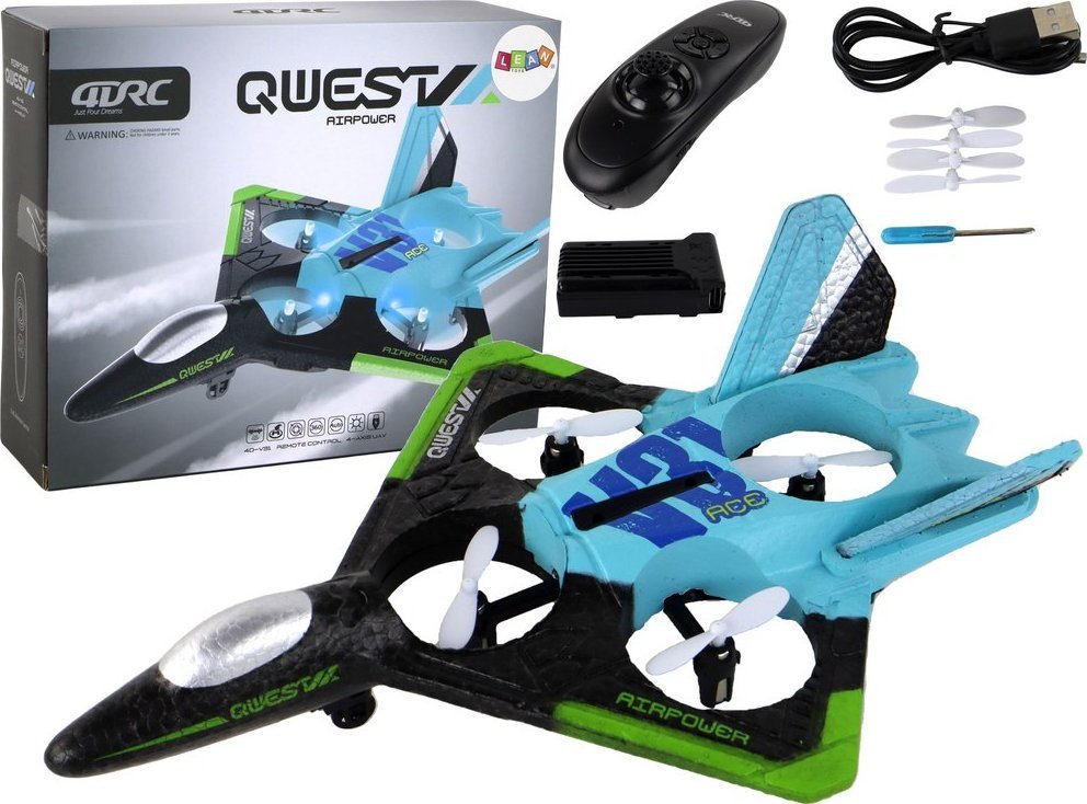 LeanToys R/C stíhací letadlo Barevná světla modrá