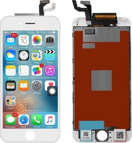 Renov8 Display LCD + dotyková obrazovka pro iPhone 6s (LG) + sklo a plochý kabel (OEM) – bílá
