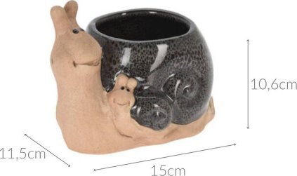 ProGarden Porcelánový zahradní květináč šnek, 15 x 11 cm