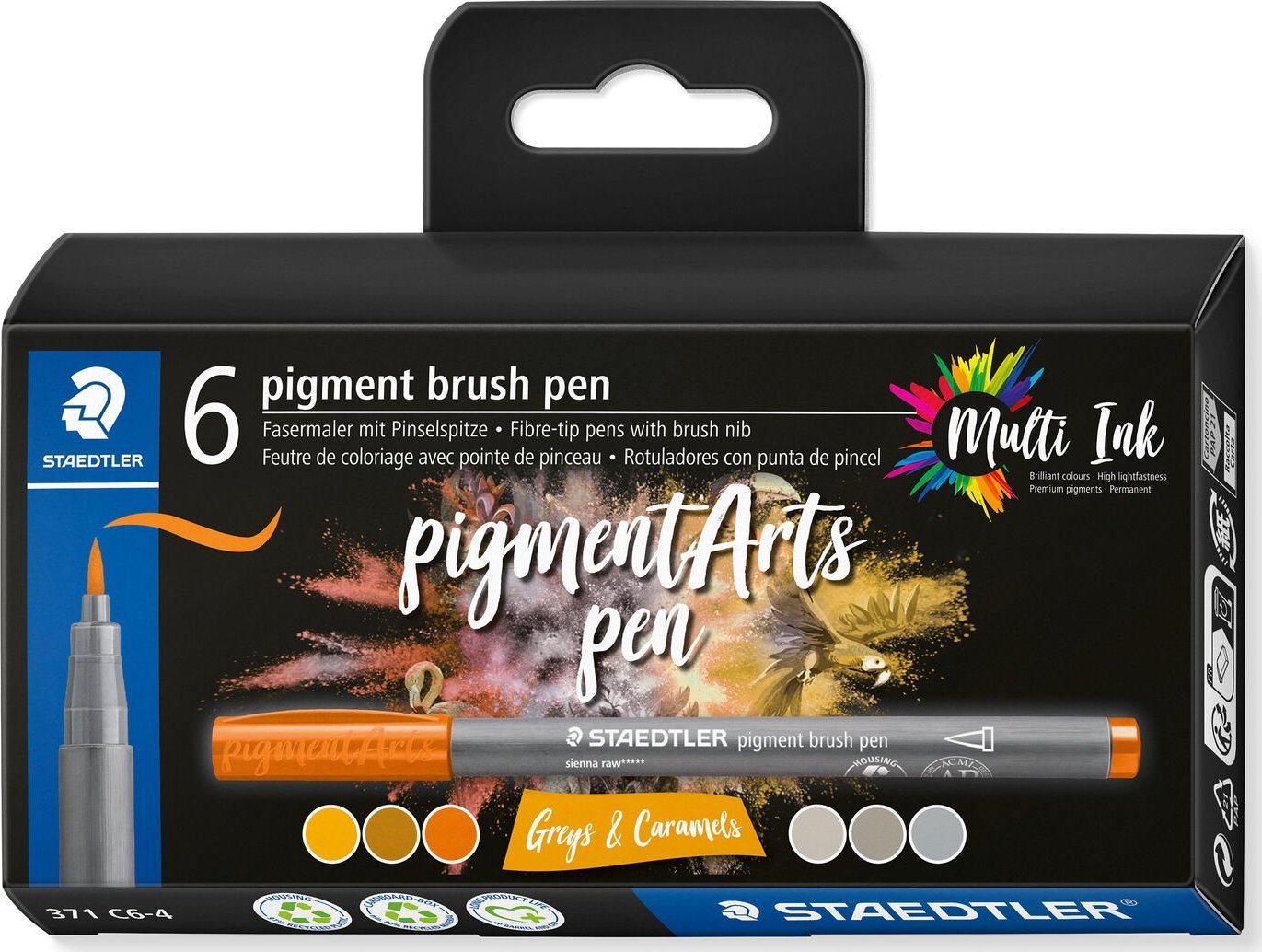 Staedtler MultiInk pigmentové umělecké štětcové pero STAEDTLER sada 6 kusů, šedá a karamelová, maloobchod