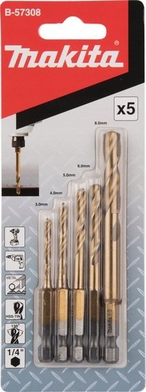 MAKITA SADA VRTÁKOV DO MET.HSS-CINCH 1/4 HEX 5 ks.