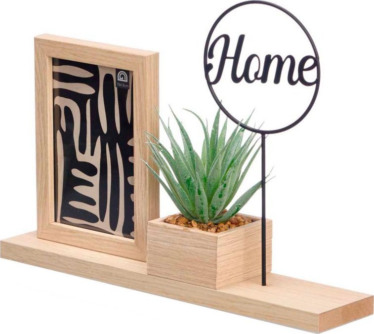Giftdecor Dárkový dekorační rám Stojací fotorámeček s rostlinou HOME, 33 x 24 x 7 cm