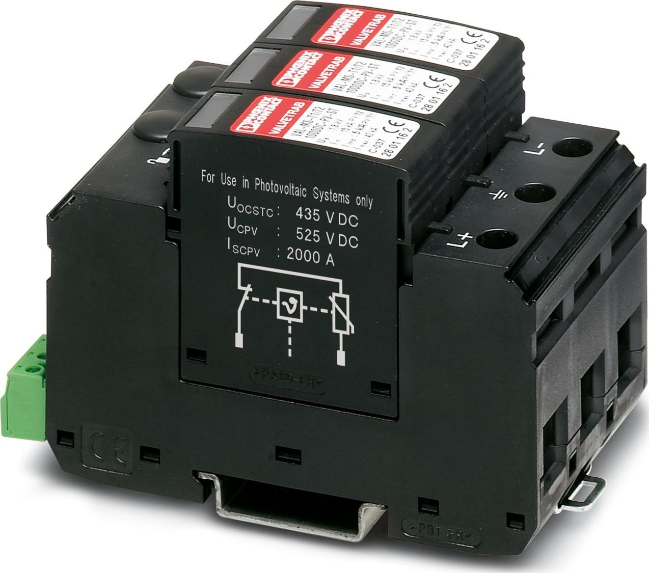 Phoenix Contact Svodič přepětí 1000V DC typ 1+2 VAL-MS-T1/T2 1000DC-PV/2+V-FM/40 1099593