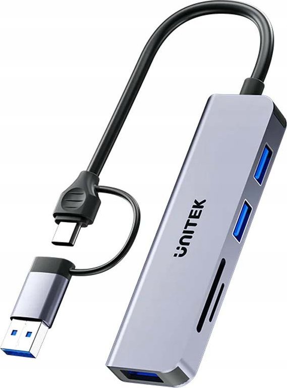 Unitek USB HUB uHUB P5+ 1x SD 1x microSD + 3x USB-A 2.0 (H1320AGY01)