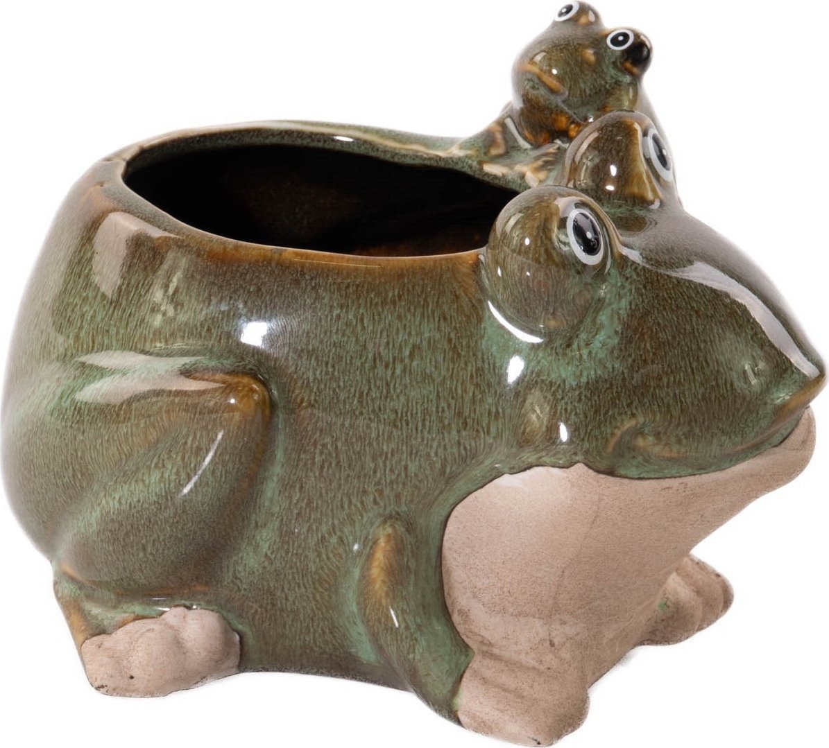 ProGarden Porcelánový zahradní květináč žába, 15 x 11 cm