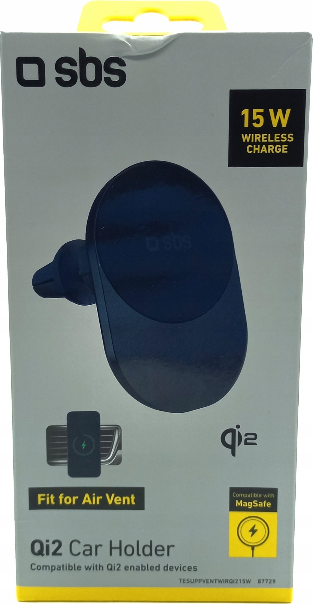 Držák bezdrátové nabíječky Qi2 SBS TESUPPVENTWIRQI215W Kompatibilní s MagSafe - Černá