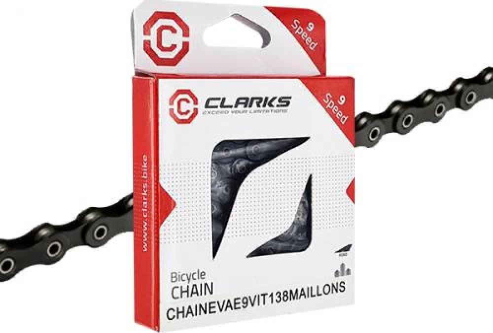 Cyklistický řetěz Clarks CLARKS C9E, 9 rychlostí, 138 článků, článek, poniklovaný, pro elektrokola E-BIKE, tmavý (NOVINKA 2025)