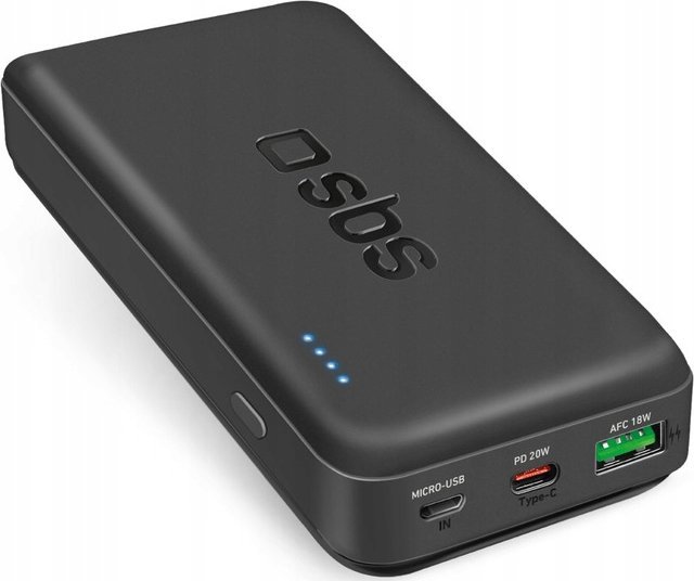 Powerbanka SBS TTBB20000PD20K 20000 mAh 20W PD USB-C, USB-A, Micro-USB - černá