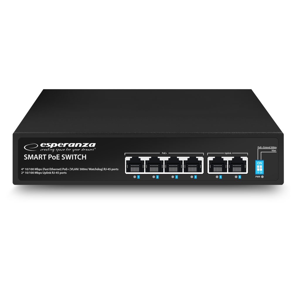 Esperanza ENS105 6portový Poe Switch 10/100 60W