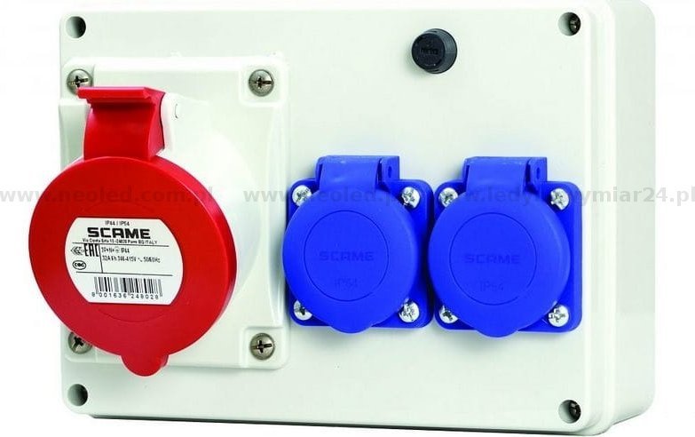 Scame Rozvádzač pre povrchovú montáž 1x16A/5P 2x230V IP44 E-Box Scame 686.122 sivý