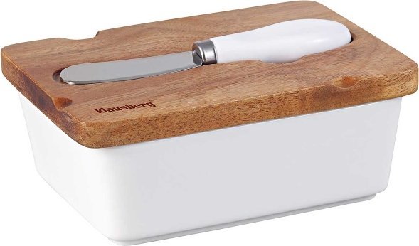 Klausberg KB-7785 BÍLÁ PORCELANOVÁ MISKA NA MÁSLO S NŮŽEM