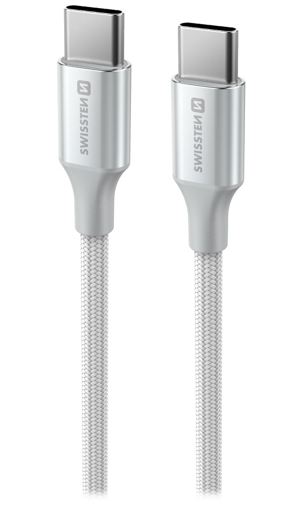 SWISSTEN DATOVÝ KABEL TEXTILE II USB-C / USB-C 1,5 M BÍLÝ