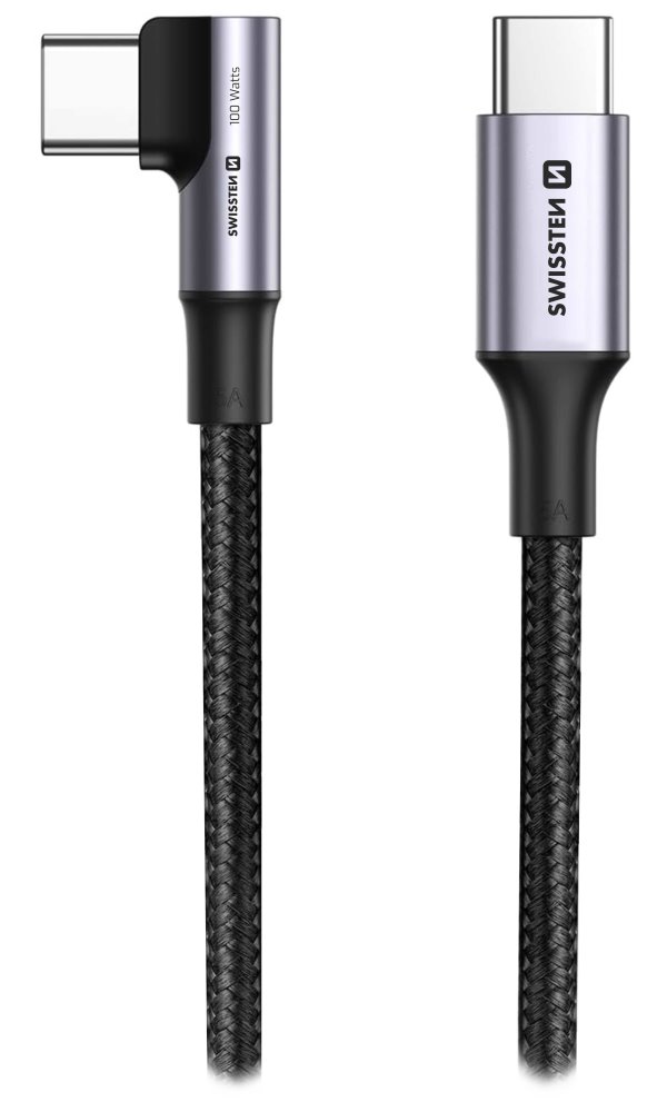 Swissten datový kabel usb-c/usb-c 5a (100w) pro notebooky 2 m černý