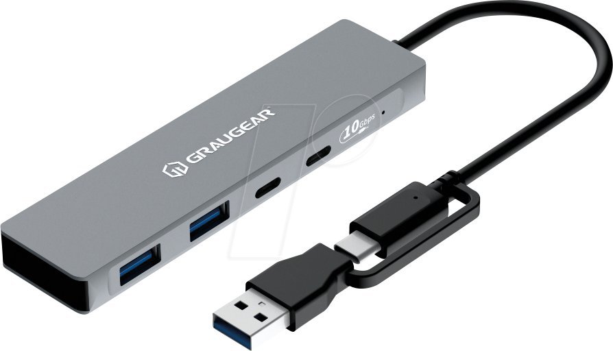 Graugear USB HUB GRAUGEAR 10Gbps USB HUB 4x USB 3.2, 2x Type-C a 2x Type-A