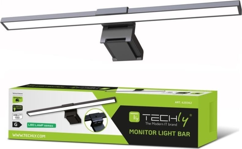 Techly Dotyková LED lampa 5W pro monitor, počítač, USB, technicky nastavitelná, stmívatelná