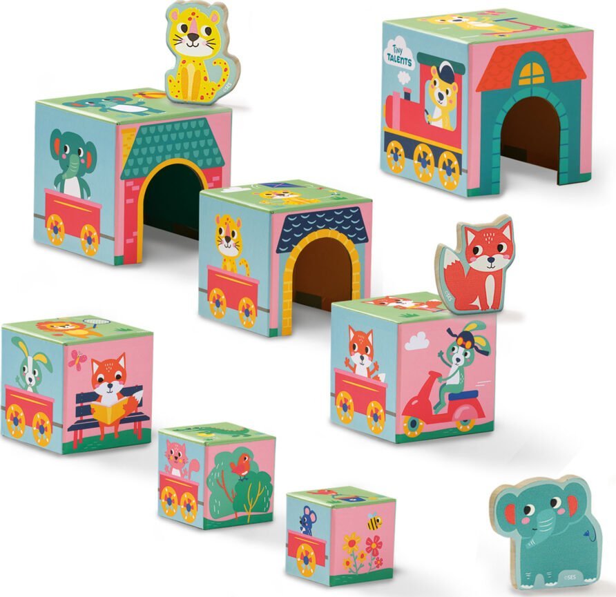 SES creative SES Věž z kostek se zvířecími figurkami 13142 31425