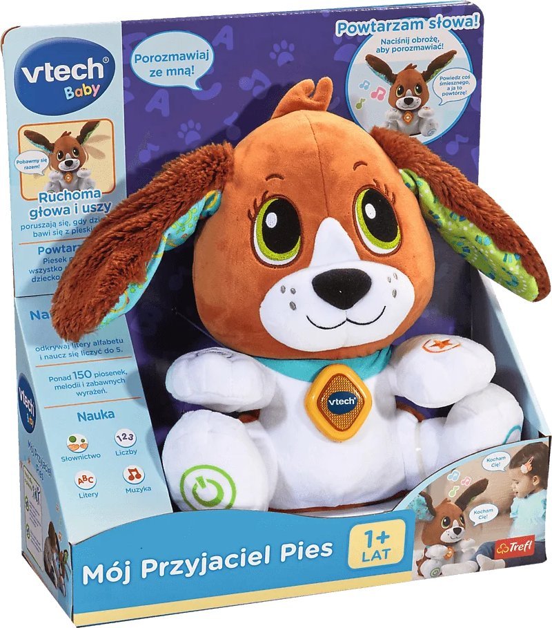 Vtech INTERAKTIVNÍ PLYŠOVÁ HRAČKA Můj kamarád PES plyšový pes Uszaty INZERCE Vtech