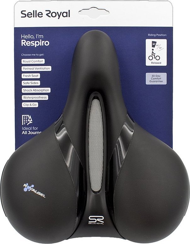 Selle Royal Sedlo SELLEROYAL RESPIRO SOFT RELAXED 90 stupňů gel + elastomery unisex 771g (NOVINKA 2023)
