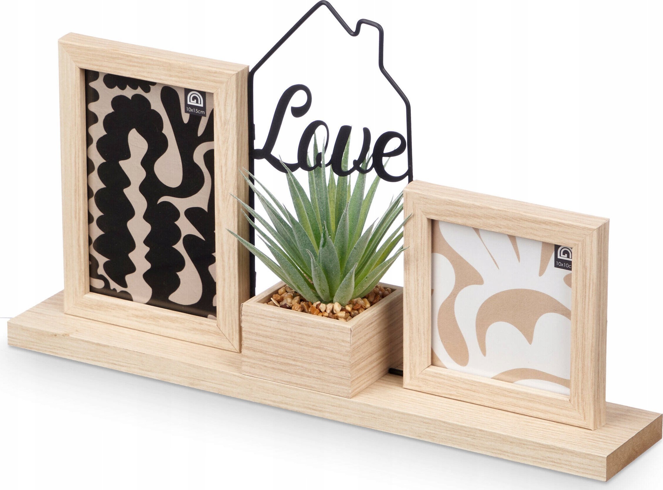 Giftdecor Dárkový dekorační rám Stojací fotorámeček s rostlinou LOVE, 40 x 23 x 7 cm