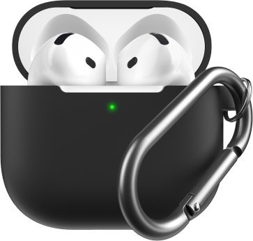 NoName Klíčenka KeyBudz Elevate - silikonové ochranné pouzdro pro AirPods 4. generace. (černý)