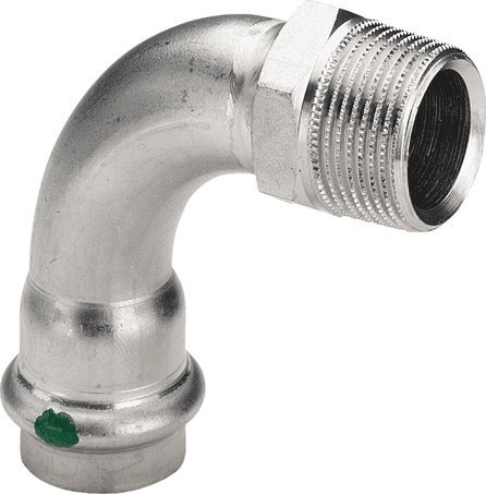 Viega Ohyb 90° s nerezovou ocelí SC 18 x 1/2 - rez / lesklý povrch. Spojka potrubí.