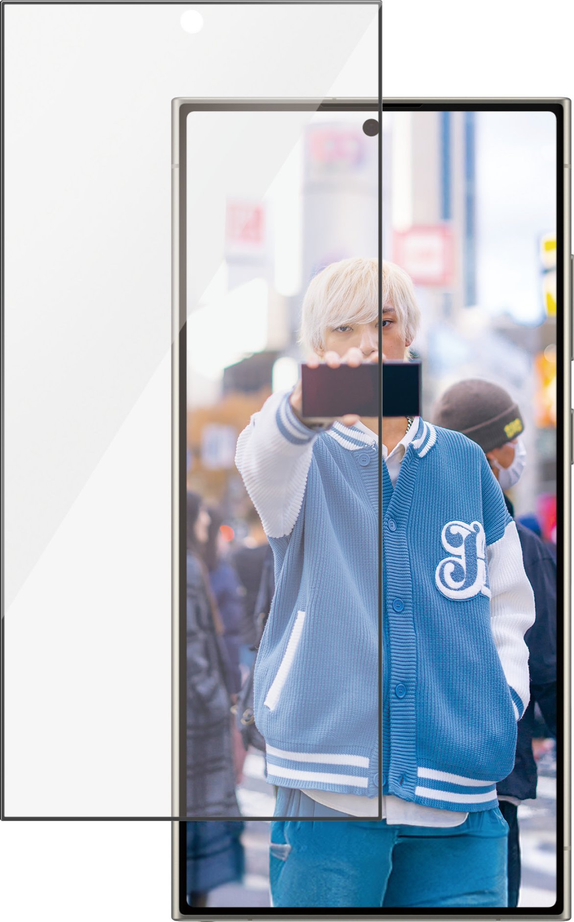 PanzerGlass - Ochrana obrazovky pro mobilní telefon - ultra široký tvar - sklo - barva rámu černá